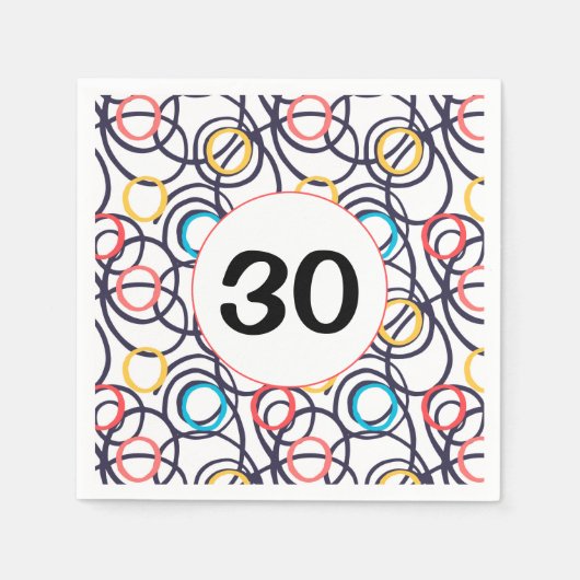 30th Birthday Party Funky Doodles Servet (Voorkant)