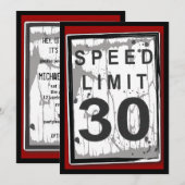 30th Birthday Party Grungy Speed Limit Sign Kaart (Voorkant / Achterkant)