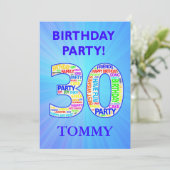 30th Birthday Party Invitation Voeg een naam toe Kaart (Staand voorkant)