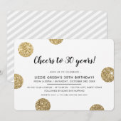 30TH BIRTHDAY PARTY moderne gouden glitter polka d Kaart (Voorkant / Achterkant)