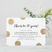 30TH BIRTHDAY PARTY moderne gouden glitter polka d Kaart (Staand voorkant)