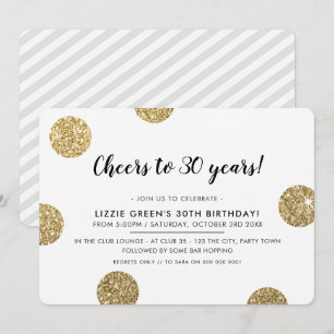 30TH BIRTHDAY PARTY moderne gouden glitter polka d Kaart