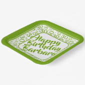 30th Birthday Party Number Pattern Green/white Papieren Bordje (Gebogen)