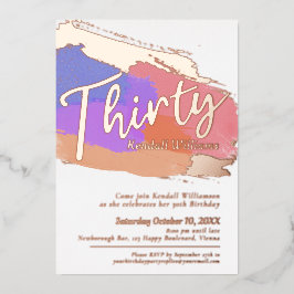 30th Birthday party roos gouden foto abstract bors Folie Uitnodiging