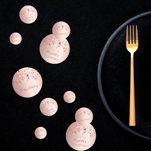 30th birthday party rose gold pink stars glam confetti