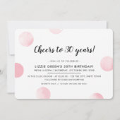 30TH BIRTHDAY PARTY roze waterverf polka dots Kaart (Voorkant)