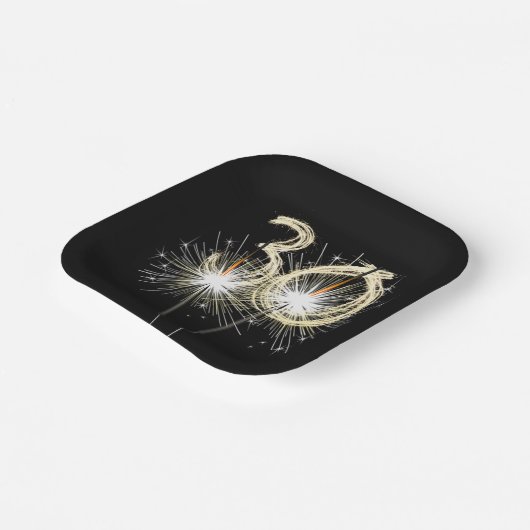 30th Birthday Party Sparklers on Black Papieren Bordje (Gebogen)