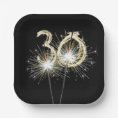 30th Birthday Party Sparklers on Black Papieren Bordje (Voorkant)