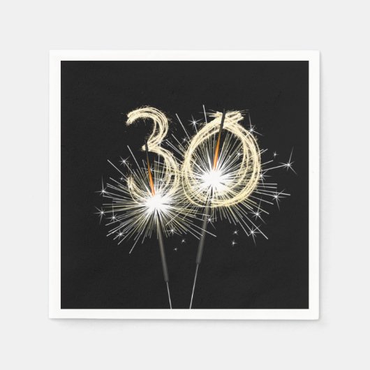 30th Birthday Party Sparklers on Black Servet (Voorkant)