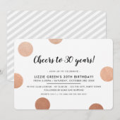 30TH BIRTHDAY PARTY stijlvolle rozen gouden polka  Kaart (Voorkant / Achterkant)