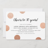 30TH BIRTHDAY PARTY stijlvolle rozen gouden polka  Kaart (Voorkant)