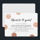 30TH BIRTHDAY PARTY stijlvolle rozen gouden polka  Kaart<br><div class="desc">door kat massard >>> www.simplysweetPAPERIE.com <<< Een trendy uitnodigingsontwerp voor uw VERJAARDAG voor elke leeftijd - neem contact met mij op om het glittertype voor u te veranderen! TIP :: 1. Als u afbeeldingen en lettertypen wilt wijzigen/verplaatsen en meer tekst wilt toevoegen, klikt u op de knop "Aanpassen". - -...</div>