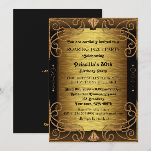 30th, Birthday Party, vrouw, Gatsby style, Art-Dec Kaart (Voorkant / Achterkant)