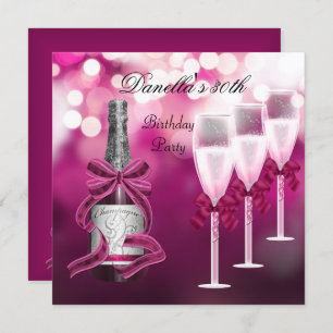 30th Birthday Pink Champagne Glasses Kaart