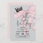 30th Birthday ⎮ Pink Royal Bow Birthday  Kaart (Voorkant / Achterkant)