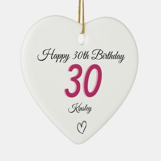 30th Birthday pink Shadow Monogram heart Keramisch Ornament (Rechts)