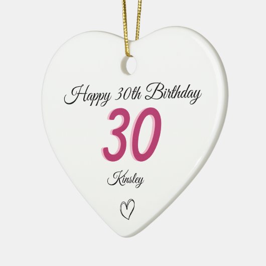 30th Birthday pink Shadow Monogram heart Keramisch Ornament (Links)