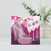 30th Birthday Pink Shoes Hi Heels Champagne Kaart (Staand voorkant)
