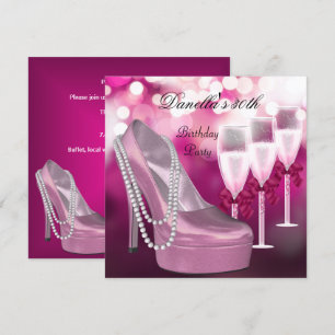 30th Birthday Pink Shoes Hi Heels Champagne Kaart