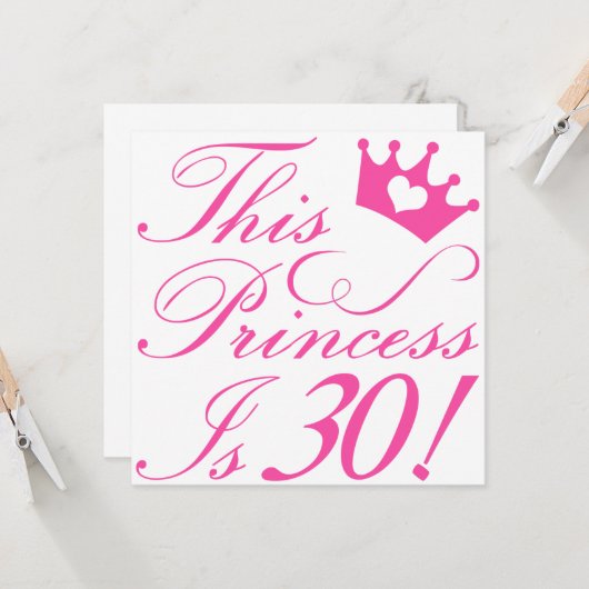 30th Birthday Princess Kaart (Voorkant / Achterkant in situ)