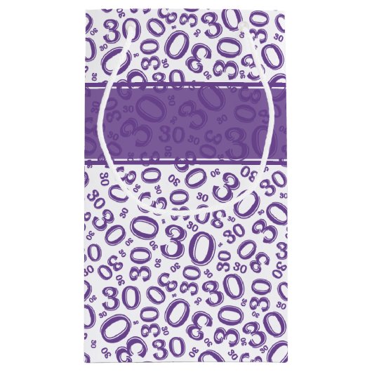 30th Birthday Random Number Pattern Purple/White Klein Cadeauzakje (Achterkant)