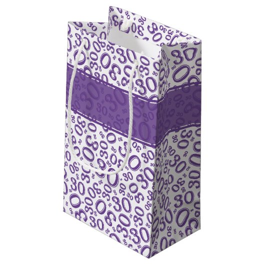30th Birthday Random Number Pattern Purple/White Klein Cadeauzakje (Achterkant Gekanteld)