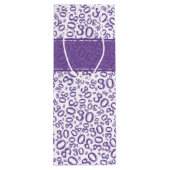 30th Birthday Random Number Pattern Purple/White Wijn Cadeautas (Achterkant)