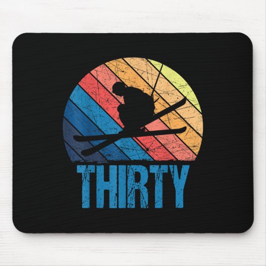 30th Birthday Retro Ski Skiing 30 Year Old Men Wom Muismat (Voorkant)