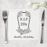 30th Birthday Rip 20s Coffin Rozen Party Servet<br><div class="desc">Rip 20s verjaardagsfeestservetten om de 30e verjaardag van een vrouw te vieren. Zwart-wit ontwerp met een doodskist en rozen. Personaliseer het met de naam van het jarige meisje.</div>