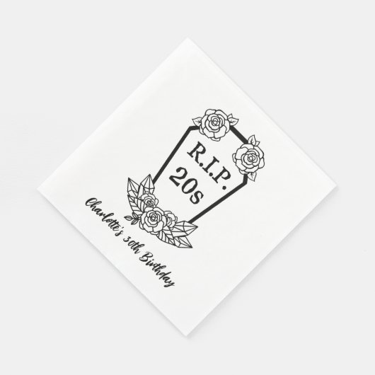 30th Birthday Rip 20s Coffin Rozen Party Servet (Hoek)