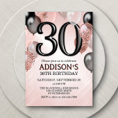 30th Birthday Roos Gold Balloons Invitation Kaart