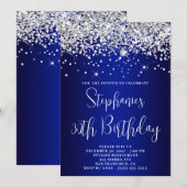 30th Birthday Silver Glitter Royal Blue Navy Ombre Kaart (Voorkant / Achterkant)