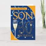 30th Birthday Son - Champagne Glass Kaart<br><div class="desc">30th Birthday Son - Champagne Glass</div>