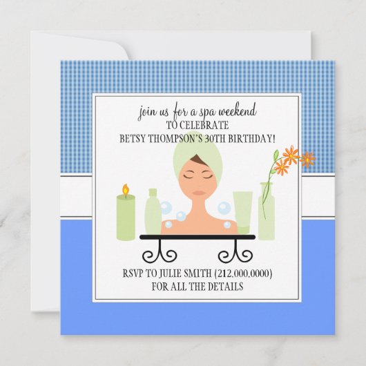 30th Birthday Spa Weekend Getaway Invitation Kaart (Voorkant)