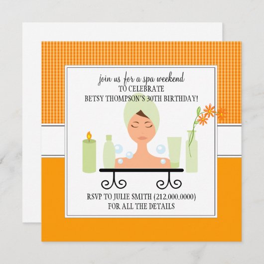 30th Birthday Spa Weekend Getaway Invitation Kaart (Voorkant / Achterkant)