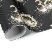 30th Birthday Sparklers on Black Cadeaupapier (Rol Hoek)