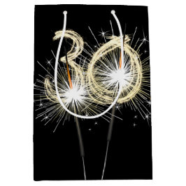 30th Birthday Sparklers on Black Medium Cadeauzakje