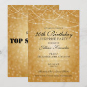 30th Birthday Surprise Party Brass String Lights Kaart (Voorkant / Achterkant)