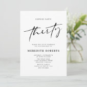 30th Birthday Surprise Party Chic Modern Script Kaart (Staand voorkant)