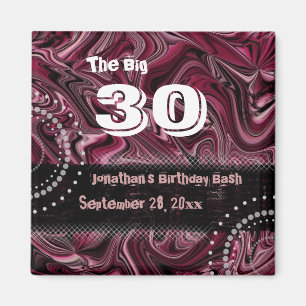 30th Birthday Swag Magnet ~ Red gemarmerd
