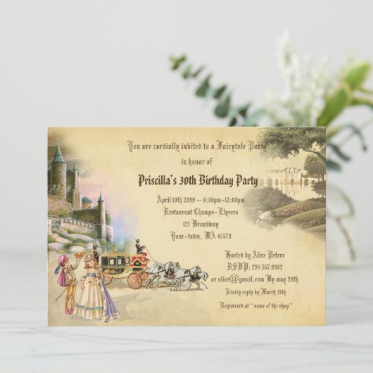 30th Birthday-uitnodiging, elke leeftijd, Fantasy Kaart (Staand voorkant)