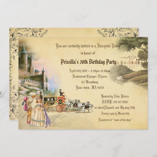 30th Birthday-uitnodiging, elke leeftijd, Fantasy Kaart (Voorkant / Achterkant)