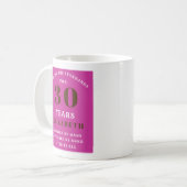 30th Birthday Vibrant Pink Jouw naam toevoegen Koffiemok (Voorkant links)