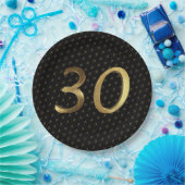 30th Birthday Wedding Jubileum Black and Gold Papieren Bordje (Feest)