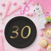30th Birthday Wedding Jubileum Black and Gold Papieren Bordje (Feest)