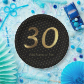 30th Birthday Wedding Jubileum Black and Gold Papieren Bordje (Feest)