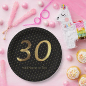 30th Birthday Wedding Jubileum Black and Gold Papieren Bordje (Feest)