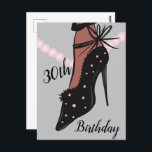 30th Birthday Woman Mode Beauty Briefkaart<br><div class="desc">Birthday Any Age Mode Chic Girly Illustratie</div>