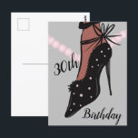 30th Birthday Woman Mode Beauty Briefkaart<br><div class="desc">Birthday Any Age Mode Chic Girly Illustratie</div>