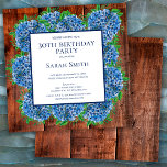 30th Birthday Wood Blue Hydrangeas Rustic Party Kaart<br><div class="desc">Ben je van plan een speciale 30e verjaardag te vieren? Ben je op zoek naar een elegante feestelijke uitnodiging? Kijk naar onze 30e verjaardag, Wood Blue Hydrangeas Rustic Party Invitation. Deze bloemetjesverjaardagsuitnodiging is voorzien van een prachtige waterverf met blauwe hydrangeas, houtachtergrond en groen. U kunt zich personaliseren door "deze sjabloon...</div>